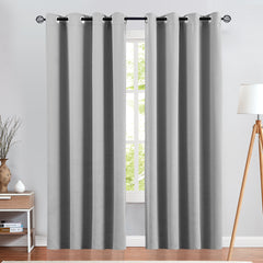 2pcs Blackout Bedroom Curtains Three Pass Microfiber Solid Panel Drapes