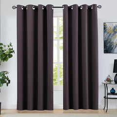 2pcs Blackout Bedroom Curtains Three Pass Microfiber Solid Panel Drapes