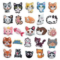 25pcs Cat Shoe Charms For Clogs Jibts Sandals PVC Decorations Accessories Gift