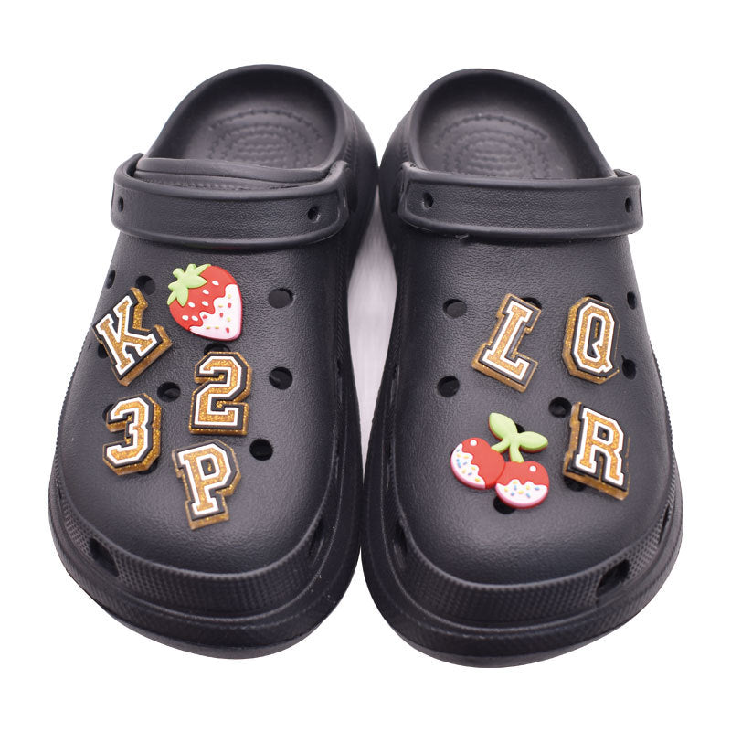 37pcs Golden Letter Shoe Charms For Clogs Jibts Bubble Slides Sandals