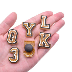 37pcs Golden Letter Shoe Charms For Clogs Jibts Bubble Slides Sandals