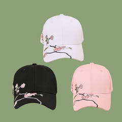 Sunblocking Plum Embroidery Baseball Cap Adjustable Snapback Hat