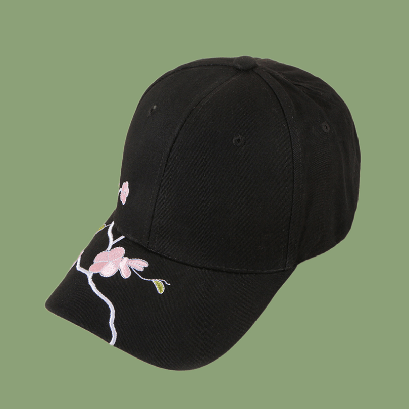 Sunblocking Plum Embroidery Baseball Cap Adjustable Snapback Hat