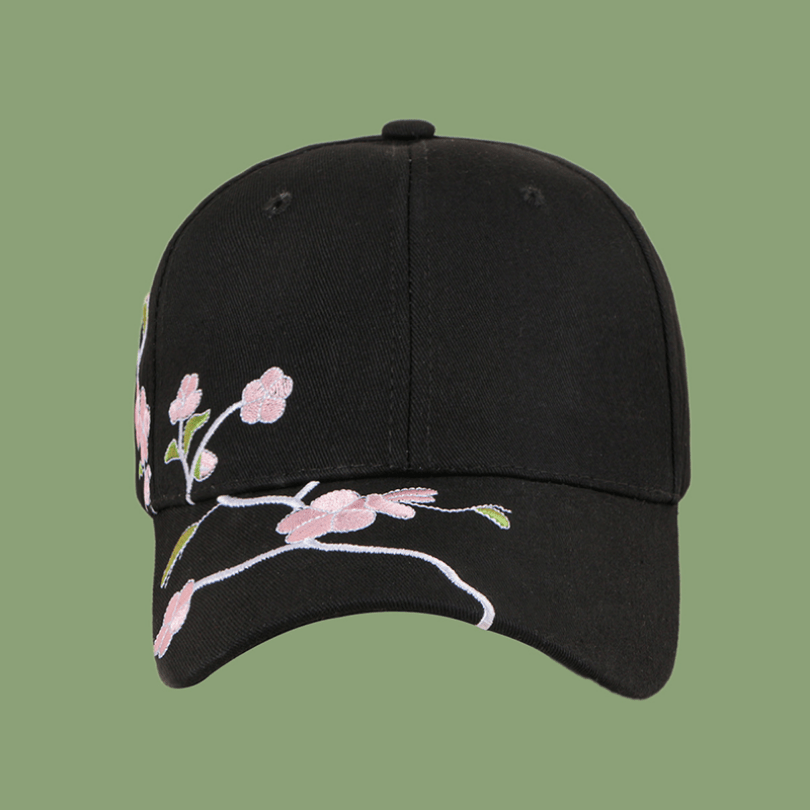 Sunblocking Plum Embroidery Baseball Cap Adjustable Snapback Hat