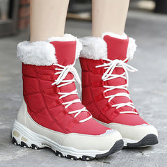 Women's Non-Slip Waterproof Snow Boots - Faux Fur Lined Comfortable Winter Shoes