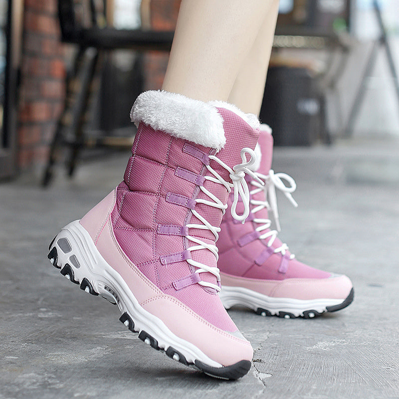Women's Non-Slip Waterproof Snow Boots - Faux Fur Lined Comfortable Winter Shoes