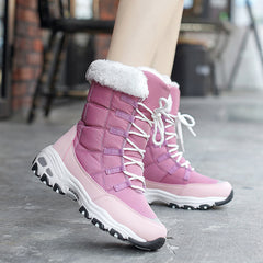 Women's Non-Slip Waterproof Snow Boots - Faux Fur Lined Comfortable Winter Shoes