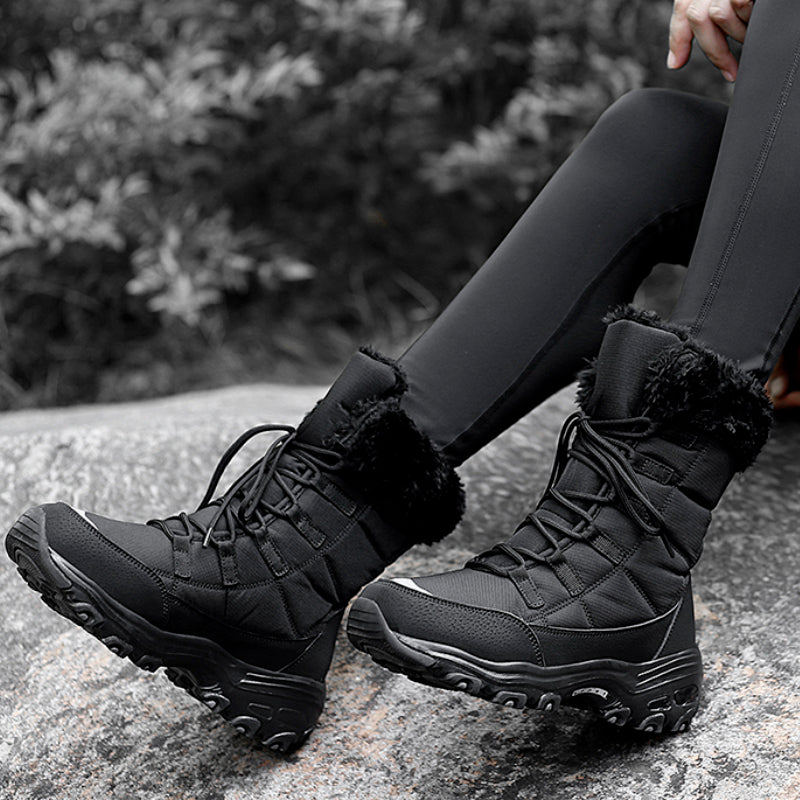 Women's Non-Slip Waterproof Snow Boots - Faux Fur Lined Comfortable Winter Shoes
