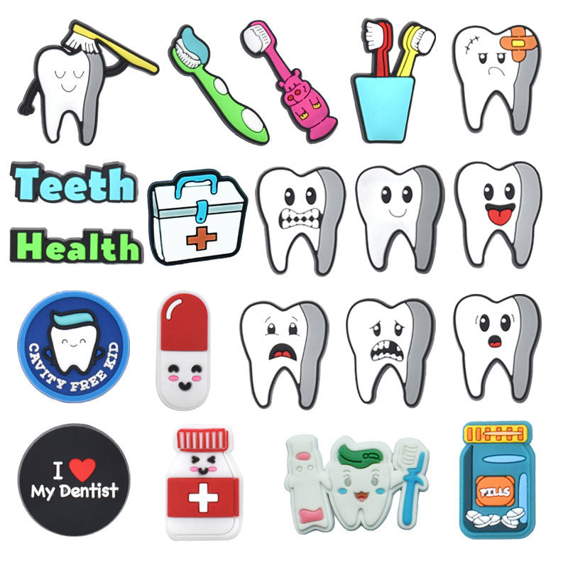 20pcs Tooth Pattern Shoe Charms for Clogs Jibts Sandals, Christmas Birthday Gift
