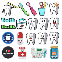 20pcs Tooth Pattern Shoe Charms for Clogs Jibts Sandals, Christmas Birthday Gift