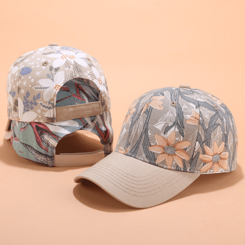 Floral Print Baseball Cap Women Flower Embroidery Sun Hats