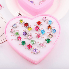 Girls Adjustable Rhinestone Fruit Alloy Ring Set Kids Birthday Gift