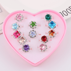 Girls Adjustable Rhinestone Fruit Alloy Ring Set Kids Birthday Gift
