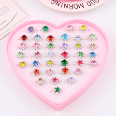 Girls Adjustable Rhinestone Fruit Alloy Ring Set Kids Birthday Gift