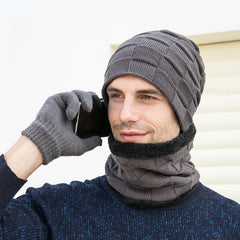 Winter Casual Hat Bib Gloves Set