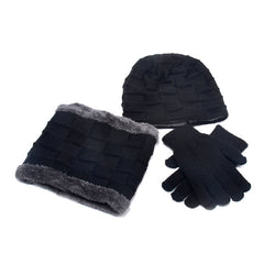 Winter Casual Hat Bib Gloves Set