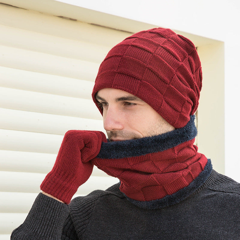 Winter Casual Hat Bib Gloves Set