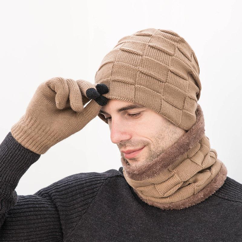 Winter Casual Hat Bib Gloves Set