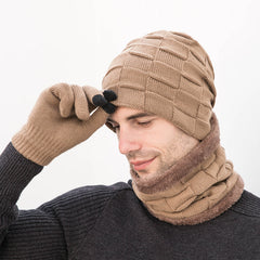 Winter Casual Hat Bib Gloves Set