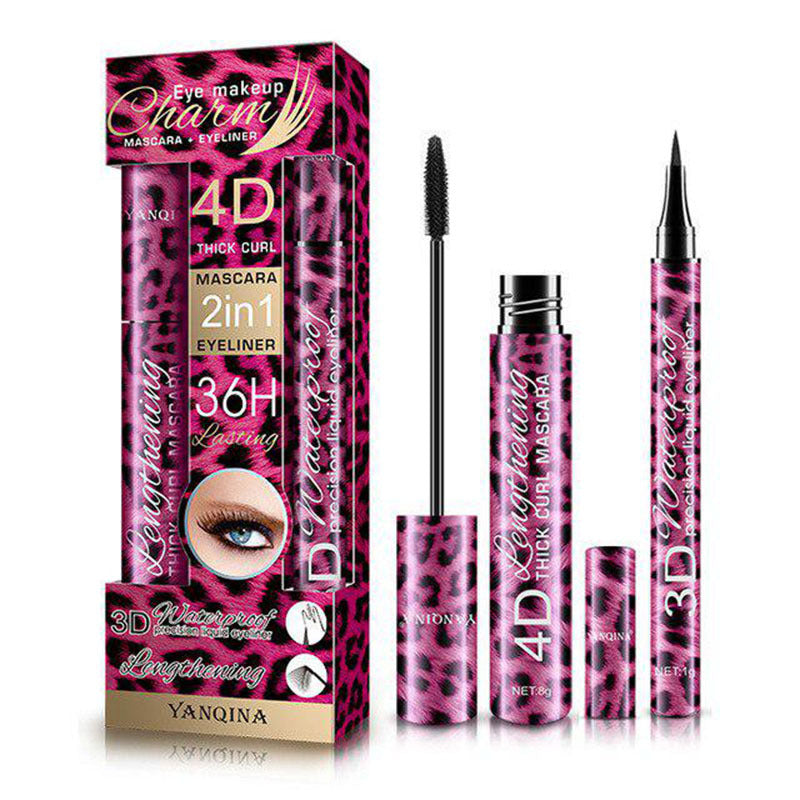 Waterproof Mascara Set for Thicker Lashes, Curling Hold, Leopard Print