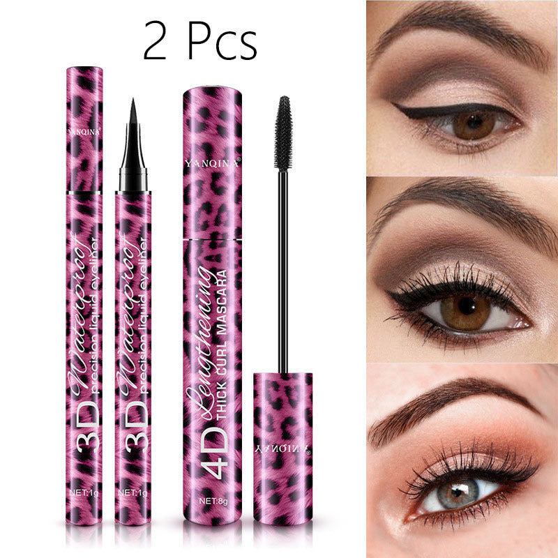 Waterproof Mascara Set for Thicker Lashes, Curling Hold, Leopard Print