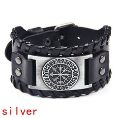 Retro Pirate Bracelet Compass Punk Wide Leather Men's Bracelet