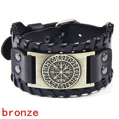 Retro Pirate Bracelet Compass Punk Wide Leather Men's Bracelet
