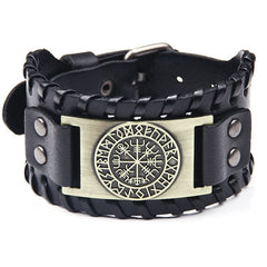 Retro Pirate Bracelet Compass Punk Wide Leather Men's Bracelet