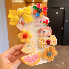 10pcs Girls Hair Clip Cartoon Animal Bow Sunflower Flower Astronaut