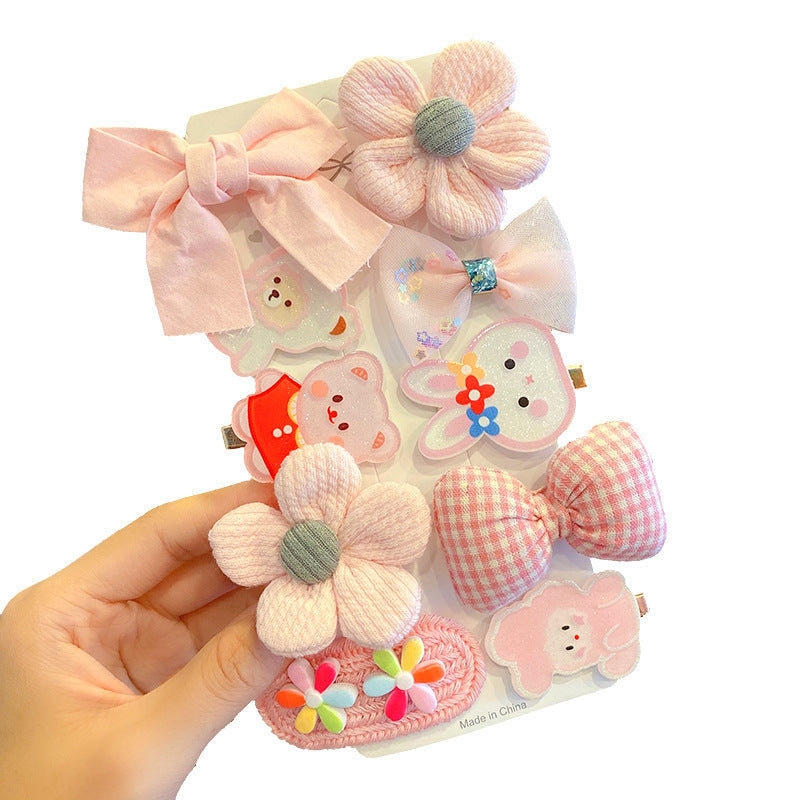 10pcs Girls Hair Clip Cartoon Animal Bow Sunflower Flower Astronaut
