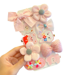 10pcs Girls Hair Clip Cartoon Animal Bow Sunflower Flower Astronaut