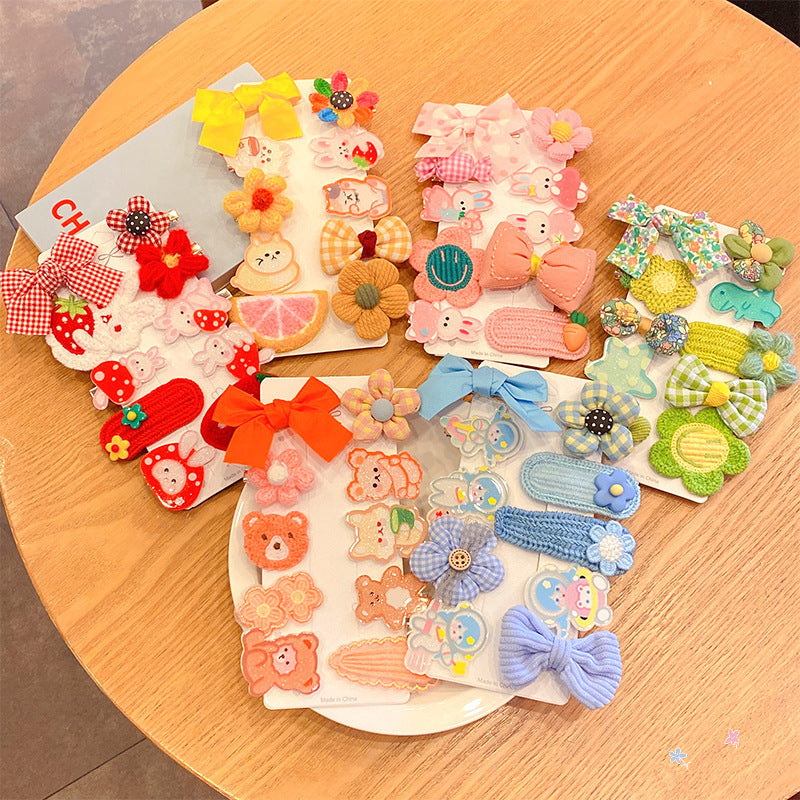 10pcs Girls Hair Clip Cartoon Animal Bow Sunflower Flower Astronaut
