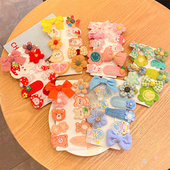 10pcs Girls Hair Clip Cartoon Animal Bow Sunflower Flower Astronaut