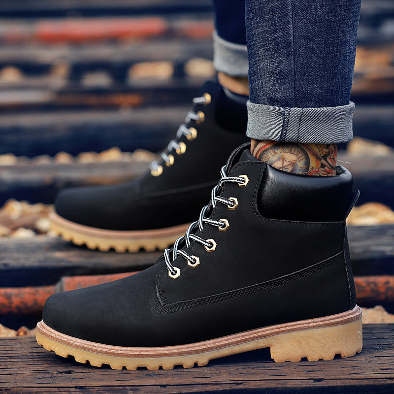 Men's High Top Boots TPR Sole Outdoor Walking Shoes