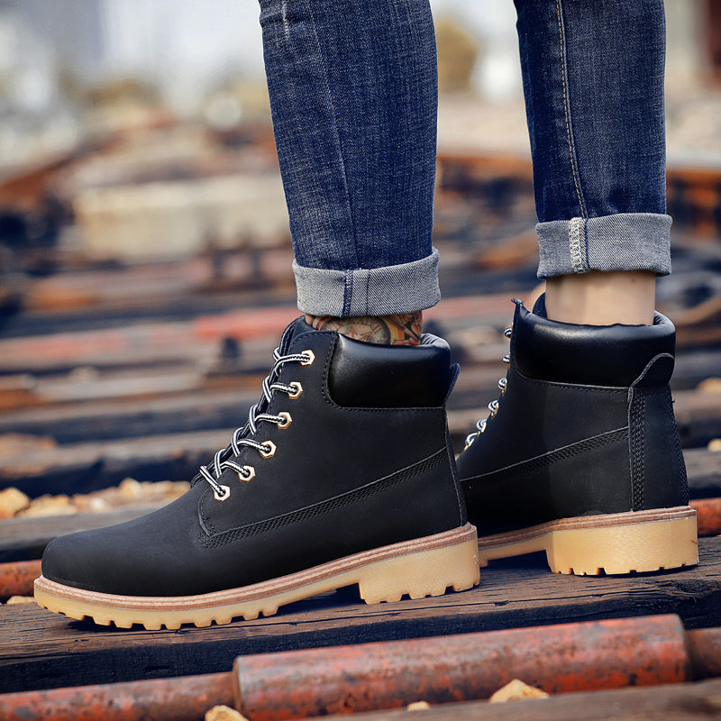 Men's High Top Boots TPR Sole Outdoor Walking Shoes