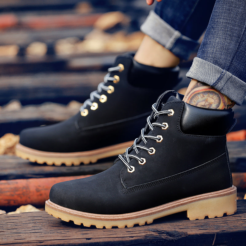 Men's High Top Boots TPR Sole Outdoor Walking Shoes