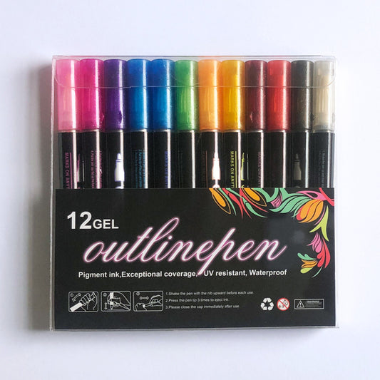 24 Color Double Line Outline Art Pen Marker Set - Perfect for Easter Decor