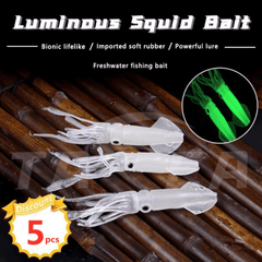 5pcs Glow-in-the-Dark Octopus & Squid Lures for Saltwater Fishing