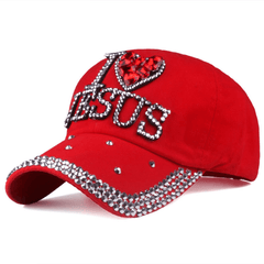 Rhinestone Baseball Caps Denim Cap Hat For Women Letter Adjustable Cap