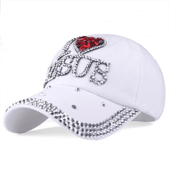 Rhinestone Baseball Caps Denim Cap Hat For Women Letter Adjustable Cap