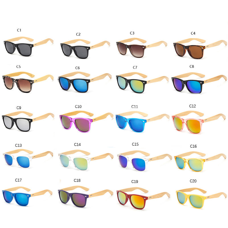 Men's Square Bamboo Sunglasses Retro Style