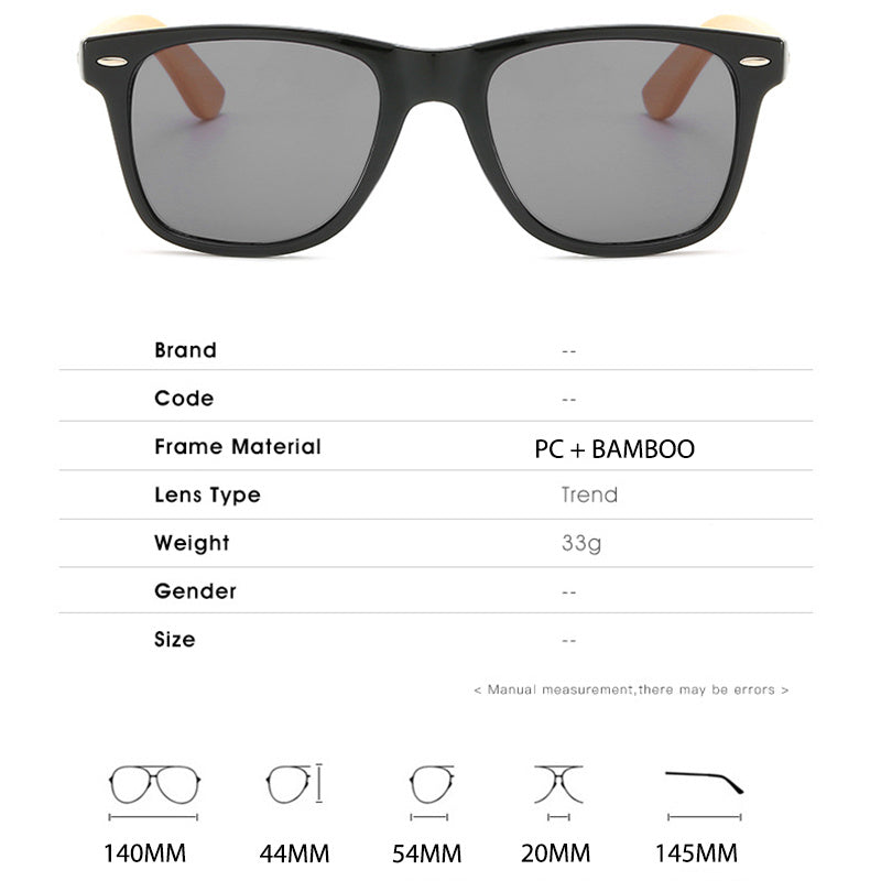 Men's Square Bamboo Sunglasses Retro Style