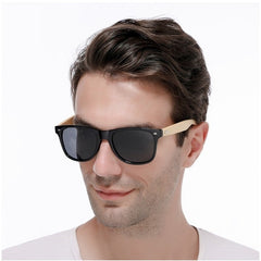 Men's Square Bamboo Sunglasses Retro Style