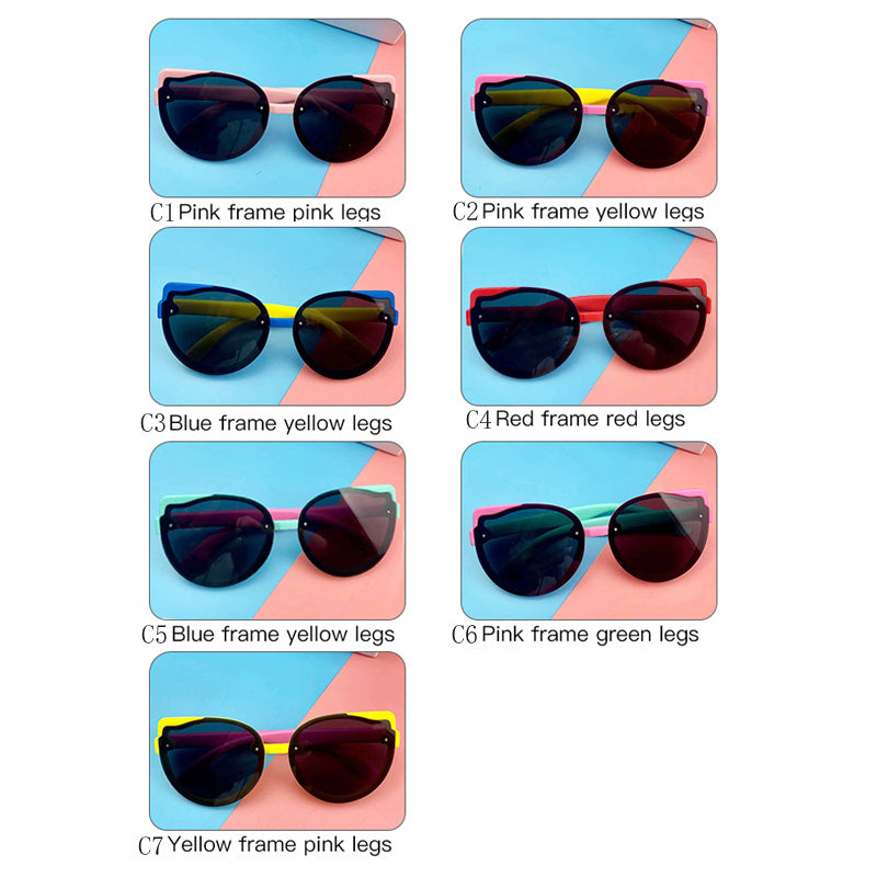 Kids Cat Eye Sunglasses TR90 UV400 Outdoor Decorative Sunglasses