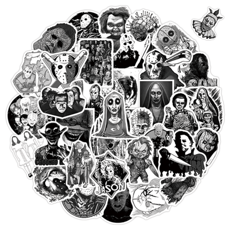 50pcs Horror Movies Thriller Characters Waterproof Stickers DIY Materials