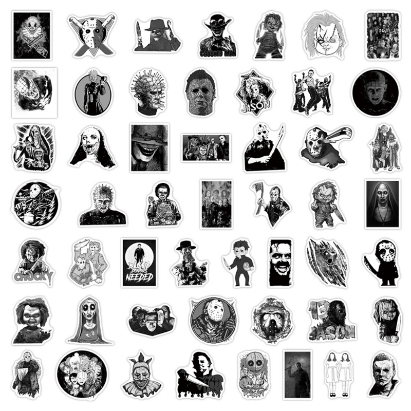 50pcs Horror Movies Thriller Characters Waterproof Stickers DIY Materials