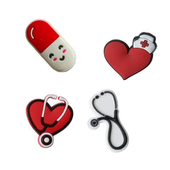 7PCS Red Love Shoe Charms For Bubble Slides Sandals PVC Shoe Decorations