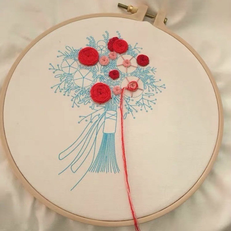 3D Flowers Embroidery Kit Needle Crafts Beginner DIY Gift