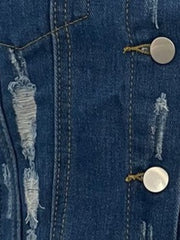 Long Puff Sleeve Denim Jacket Cropped Coats