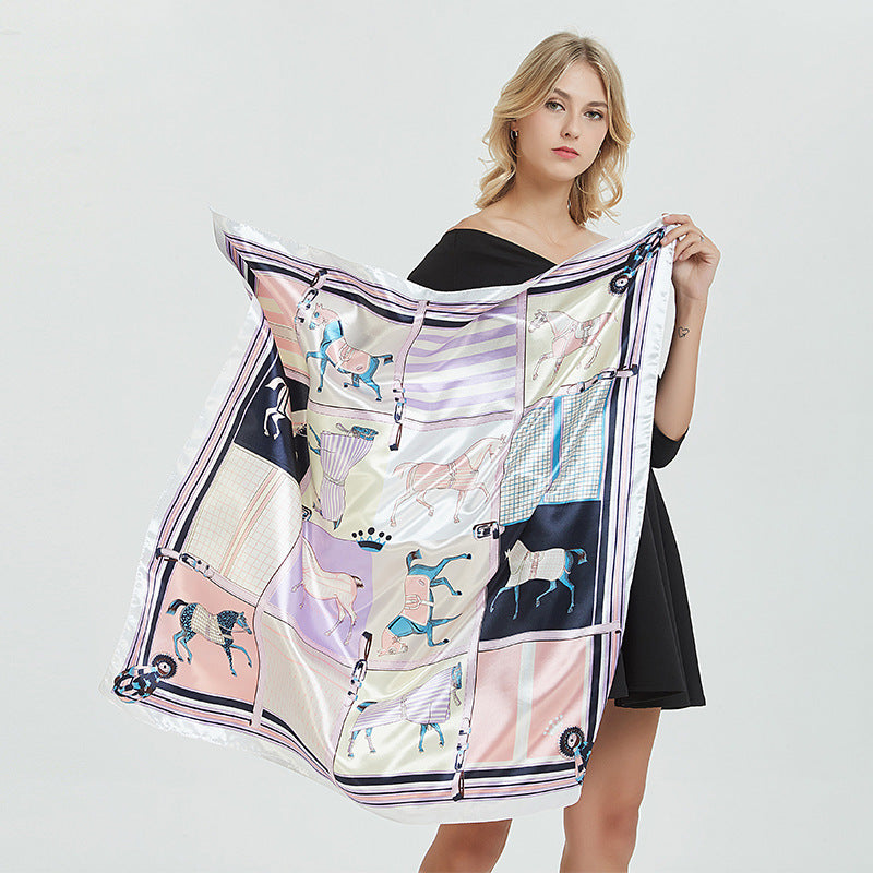 Women's Silk Scarf Satin Square Towel Lightweight Silk Neck Scarf Bandana
